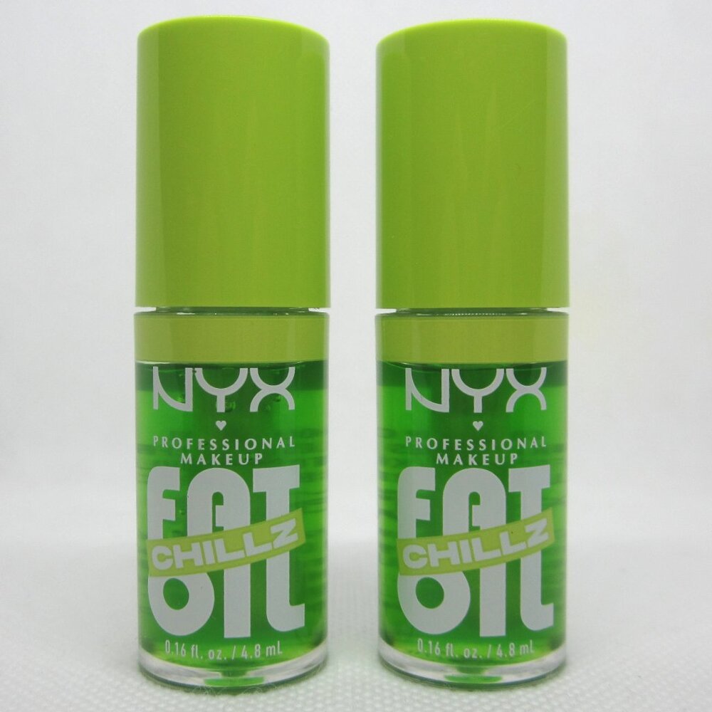 NYX Professional Makeup Fat Oil Chillz Cooling Lip Oil Kiwi Freezie, lot of 2